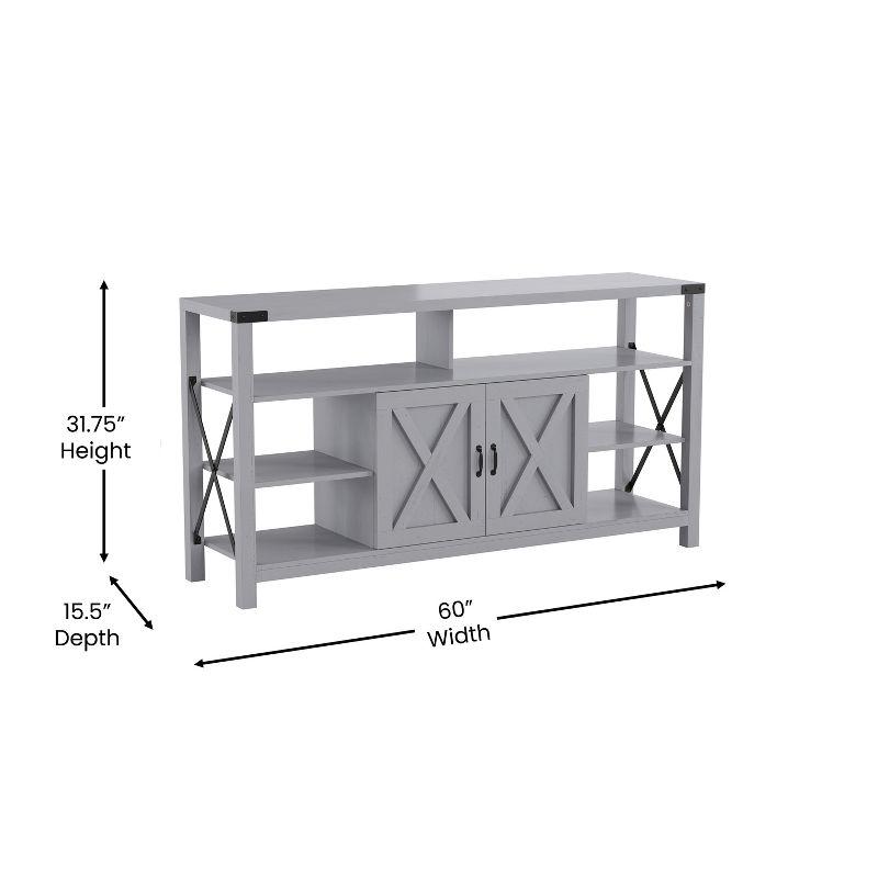 Merrick Lane 60" Media Console in Coastal Gray for 55+ Inch TV's with Open and Closed Storage