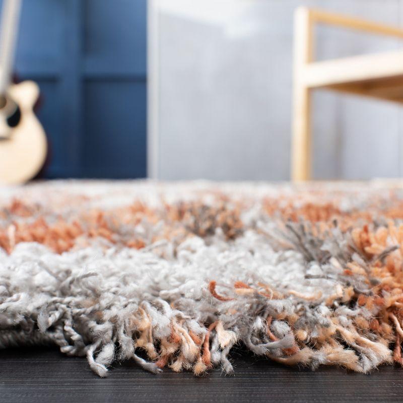 Horizon Shag 800 HZN890 Machine Made Accent Rug - 3'x3' - Grey/Rust - Safavieh