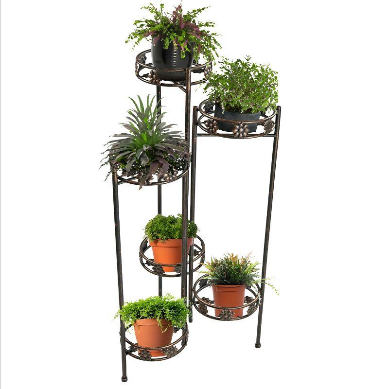 Sunnydaze Indoor/Outdoor Metal Folding Decorative 6-Tiered Potted Flower Plant Stand Display - 45" - Bronze