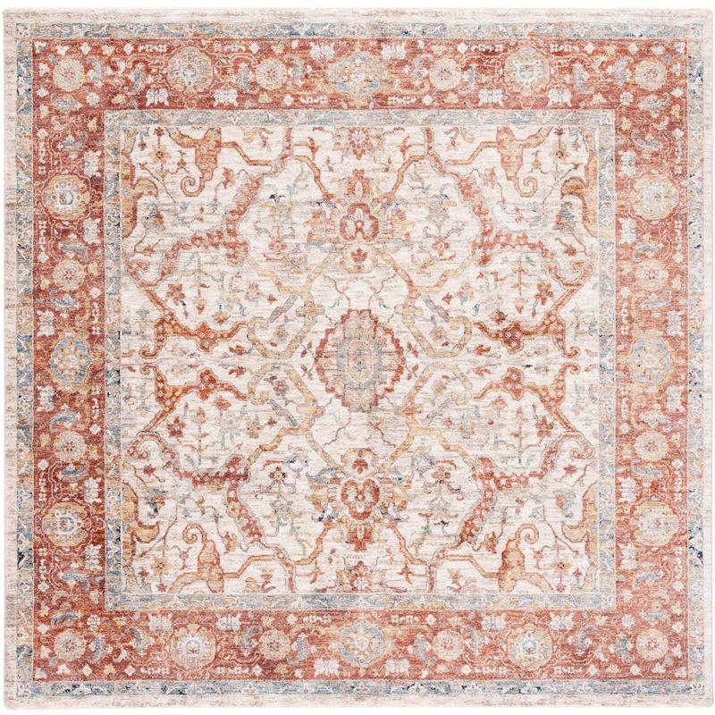 Valencia VAL566 Power Loomed Area Rug - Ivory/Rust - 6'4"x6'4"Square - Safavieh.