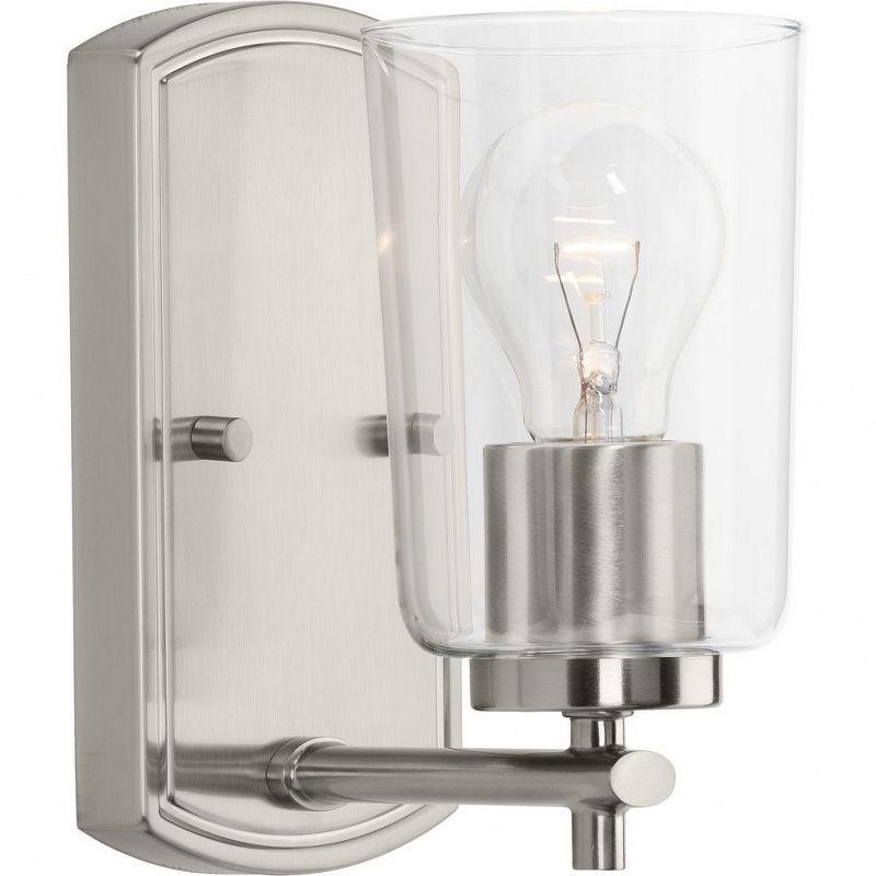 Progress Lighting Adley 1-Light Bath Wall Light, Brushed Nickel, Clear Glass Shade