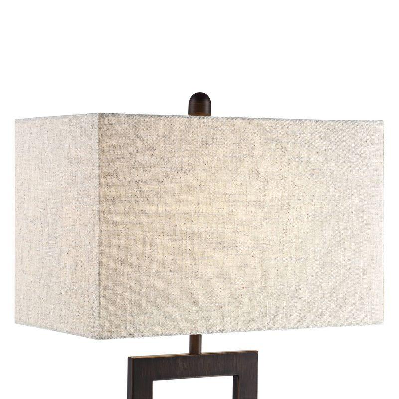 360 Lighting Todd Modern Table Lamp 30" Tall Bronze Rectangular with USB and AC Power Outlet in Base Oatmeal Fabric Shade for Living Room Office House