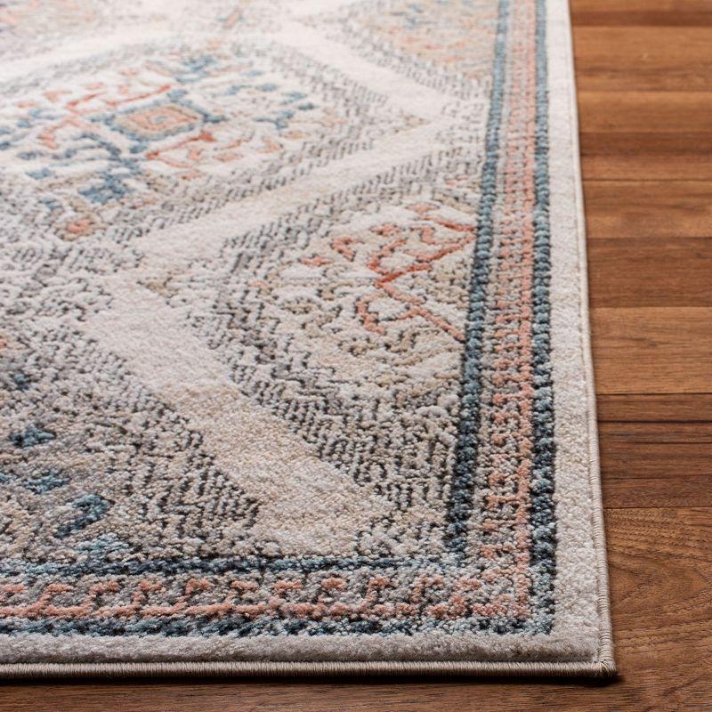 Ivory and Gray Medallion Synthetic Runner Rug