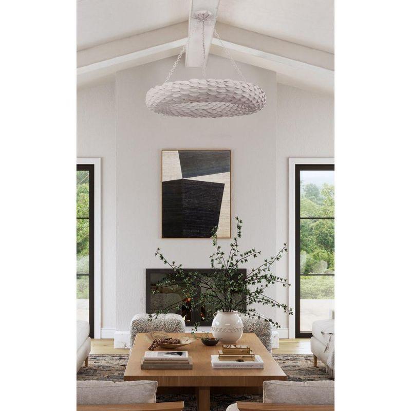 Matte White 8-Light Wrought Iron Leaf Chandelier