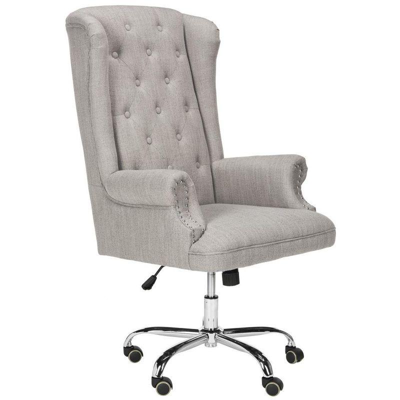 Ian Linen Chrome Leg Swivel Office Chair - Grey/Chrome - Safavieh