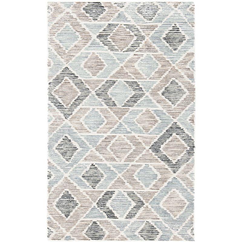 Handmade Blue and Beige Wool Tufted Area Rug