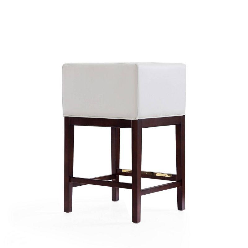 Kingsley Beech Wood Counter Height Barstool Ivory - Manhattan Comfort: Faux Leather, Gold Footrest, No Assembly Required