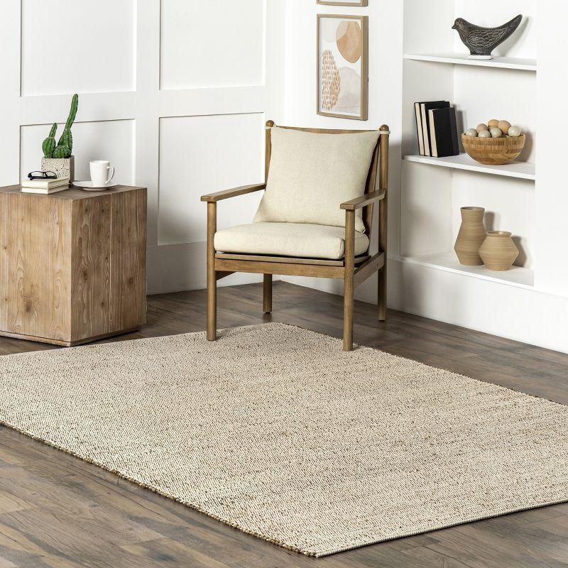 Elfriede Natural Jute-Cotton Blend 2x3 Handwoven Area Rug