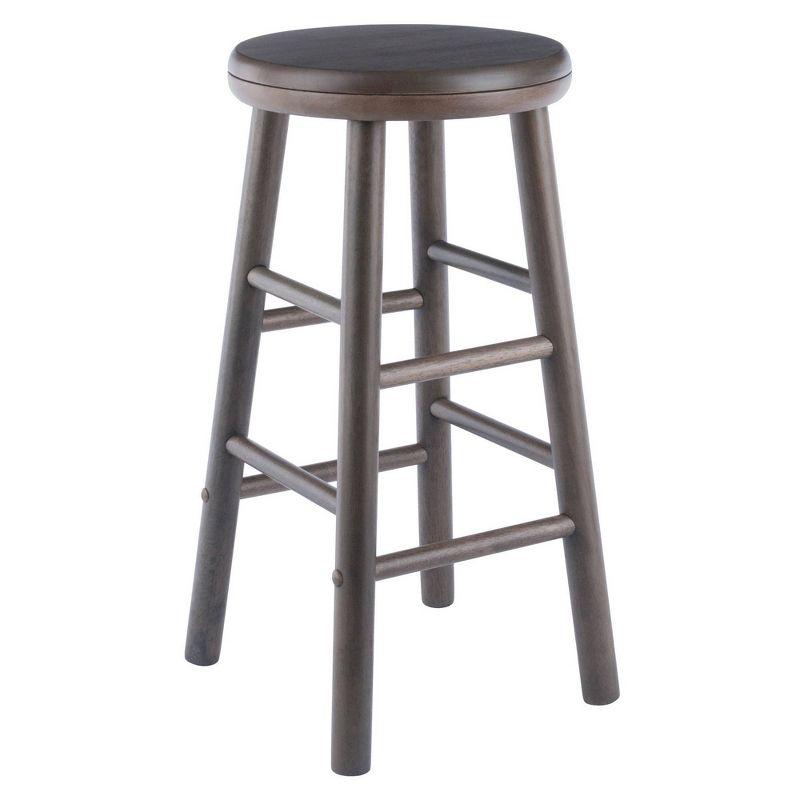 Oyster Gray Solid Wood 25" Transitional Swivel Counter Stool, Set of 2