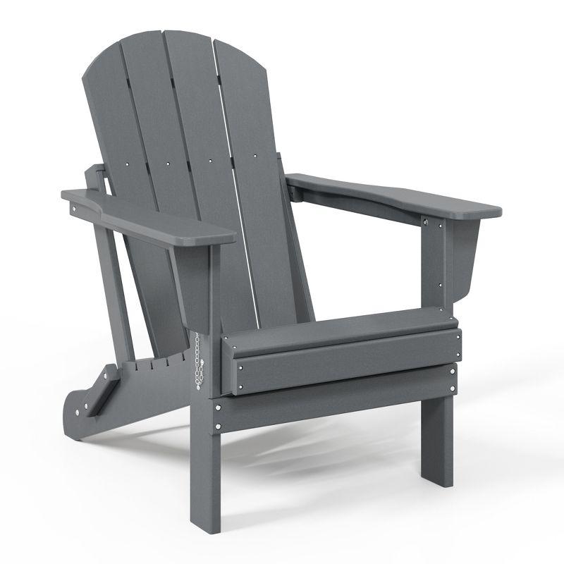 WestinTrends Malibu HDPE Outdoor Patio Folding Poly Adirondack Chair, Gray