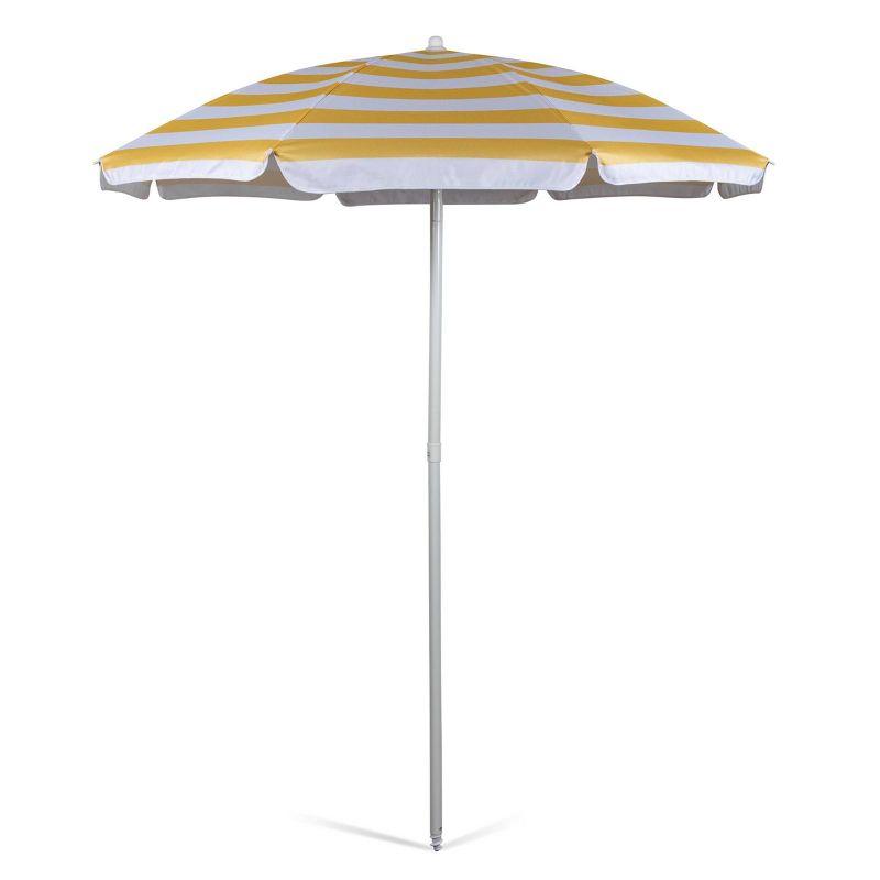 Yellow Cabana Stripe Portable Beach Umbrella with Steel Pole