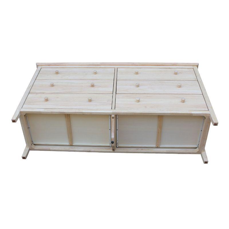 Dresser with 6 Drawers Unfinished - International Concepts: Solid Parawood Bedroom Storage