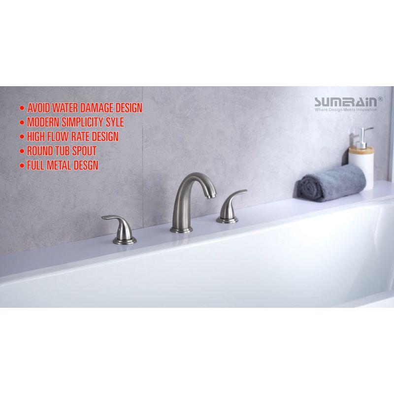 Sumerain 2 Handle Widespread Roman Tub Faucet with Valve Chrome, High Flow with Brass Rough-in Valve