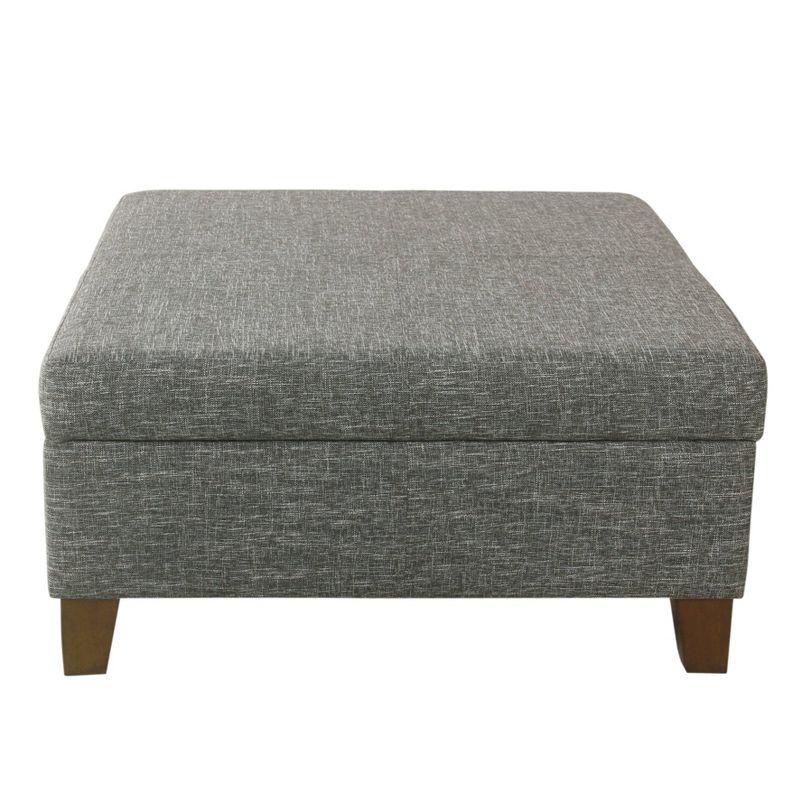 32" Luxury Square Storage Ottoman Slate Gray - HomePop: Textured Fabric, Hinged Lid, Wood Legs, Easy Assembly