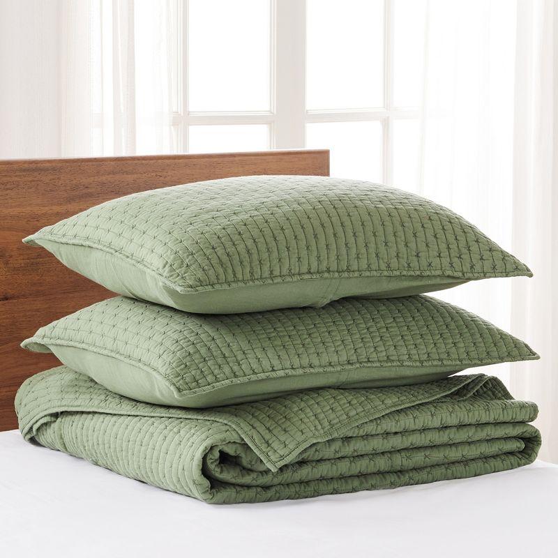 Forest Green Cotton Twin Reversible Bedspread Set