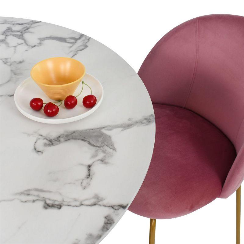 White Round Marble Dining Table with Gold Steel Base