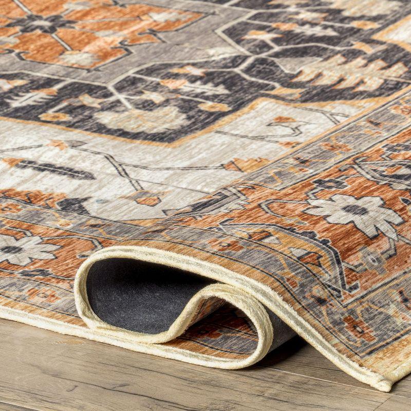 Nuloom Cira Traditional Vintage Machine Washable Indoor Area Rug, 5' x 8', Beige