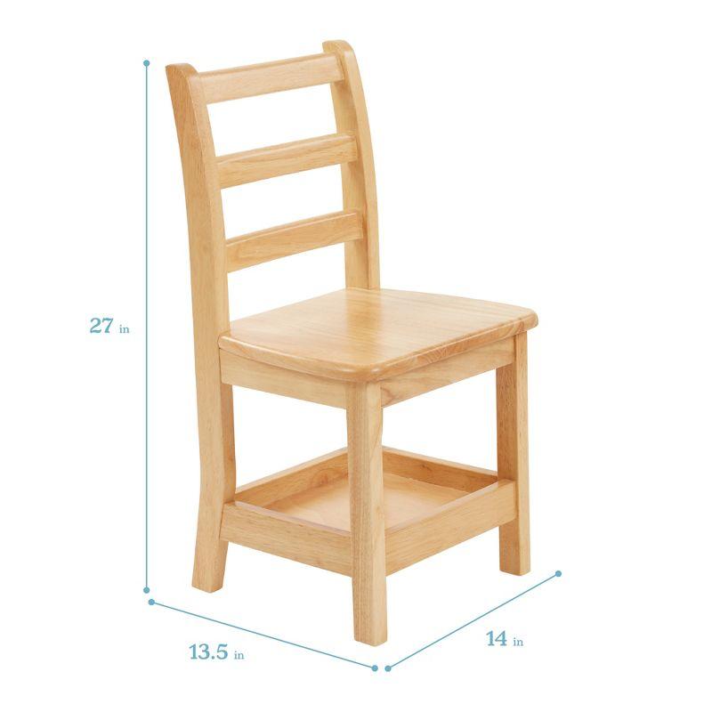 Natural Rubberwood Ladderback Kids Chairs with Storage, 2-Pack