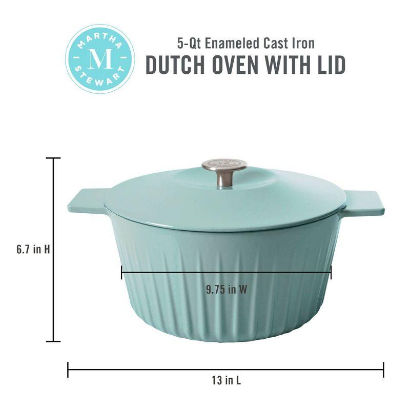 Aqua 5-Qt Enameled Cast Iron Dutch Oven with Lid