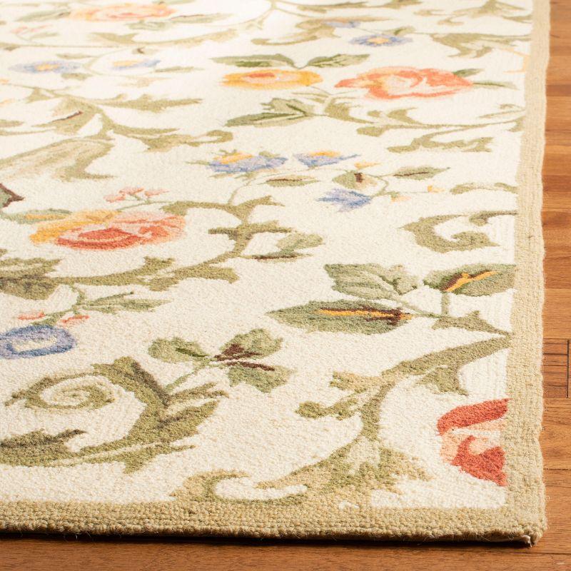 Ivory Floral Hand-Knotted Wool Area Rug 7'9" x 9'9"