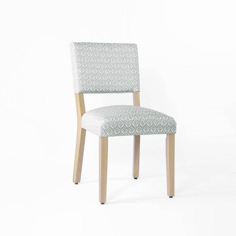 Light Gray Upholstered Parsons Side Chair with High Wood Legs