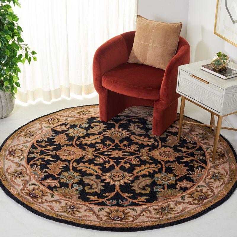 Heritage HG628 Hand Tufted Area Rug - Black/Beige - 6' Round - Safavieh.