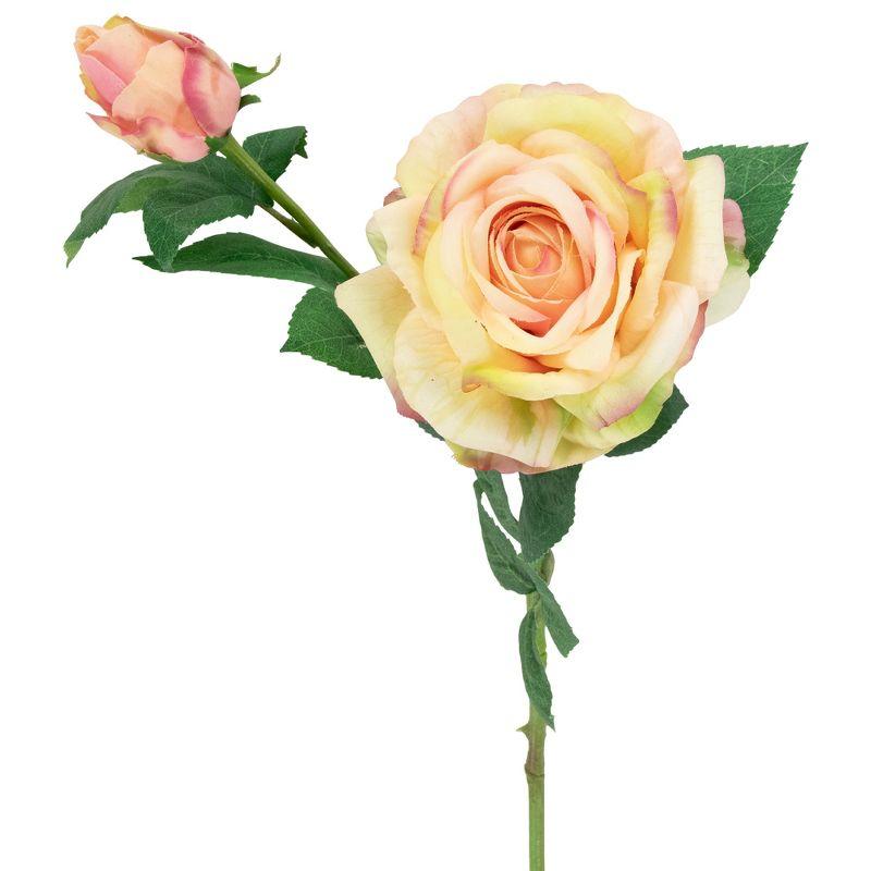 Cream and Pink Real Touch Artificial Rose Stems 26"