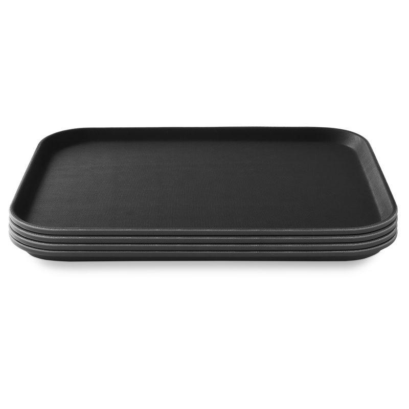 Jubilee Heavy-Duty 10" x 14" Black Non-Skid Rectangular Serving Tray Set