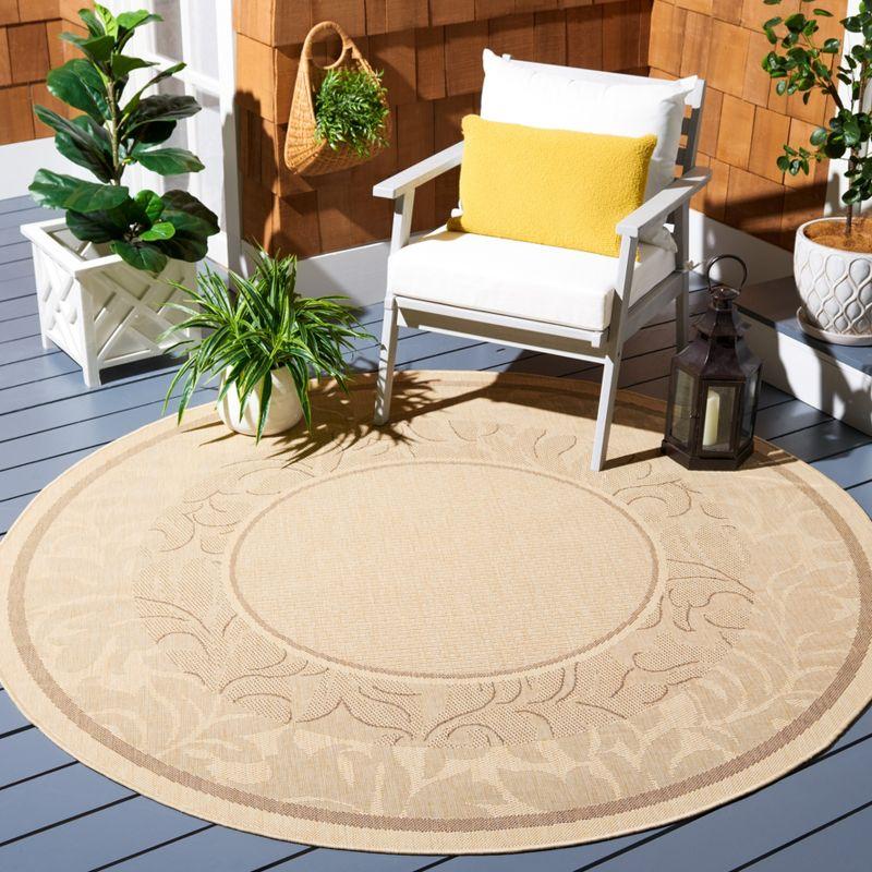 Courtyard CY1704 Power Loomed Indoor and Outdoor Area Rug - Natural/Brown - 5'3" Round - Safavieh