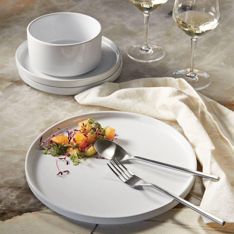 12pc Stoneware Stella Dinnerware Sets White - Threshold™: Solid Dishware Set, Service for 4, Microwave & Dishwasher Safe