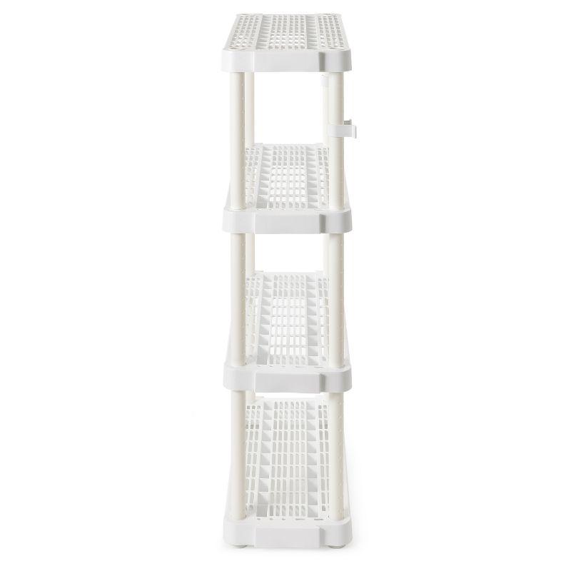 Gracious Living 4 Shelf Adjustable Height Medium Duty Storage Unit 14 x 32 x 54.5" Organizer for Home, Garage, Basement, & Laundry, White (3 Pack)