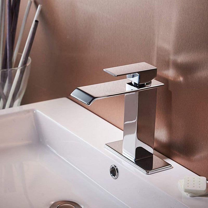 BWE Waterfall Single Hole Single-Handle Low-Arc Bathroom Faucet With Supply Line