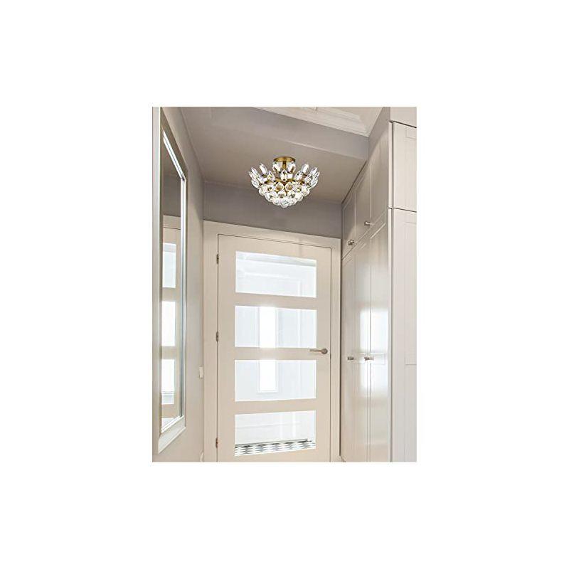 Emilia 14" Brass and Crystal Flush Mount Light