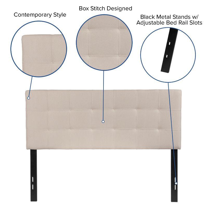 Emma and Oliver Quilted Tufted Upholstered Full Size Headboard in Beige Fabric