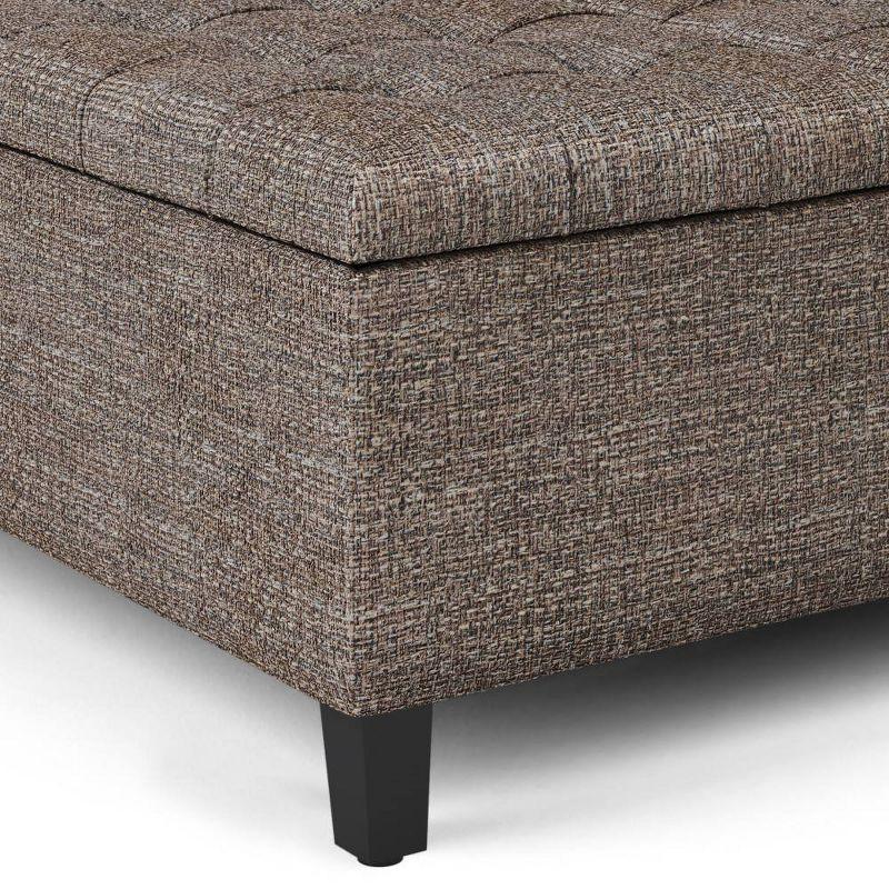 36" Elliot Coffee Table Storage Ottoman Faux Leather Mink Brown - WyndenHall: Tufted, Lift Top Bench