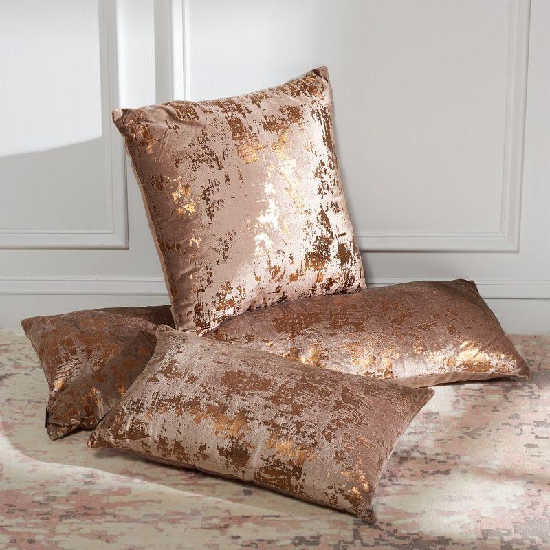 Edmee Metallic Brown Rectangular Throw Pillow