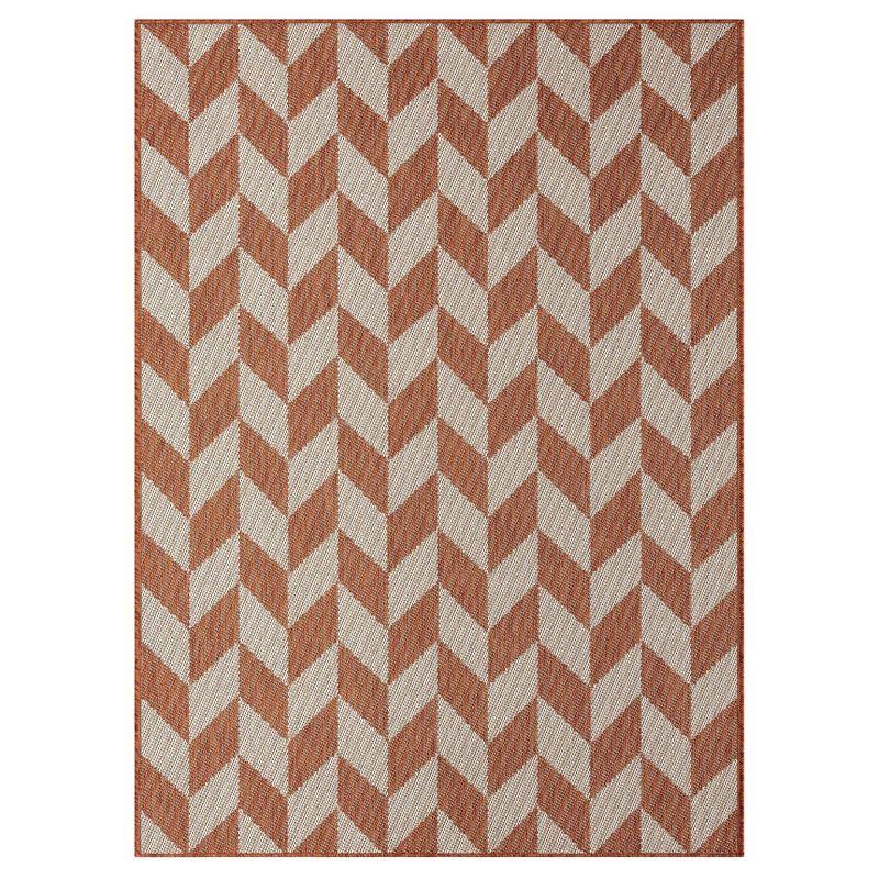 NICOLE MILLER NEW YORK Patio Country Calla Herringbone Indoor/Outdoor Area Rug, Orange/Ivory