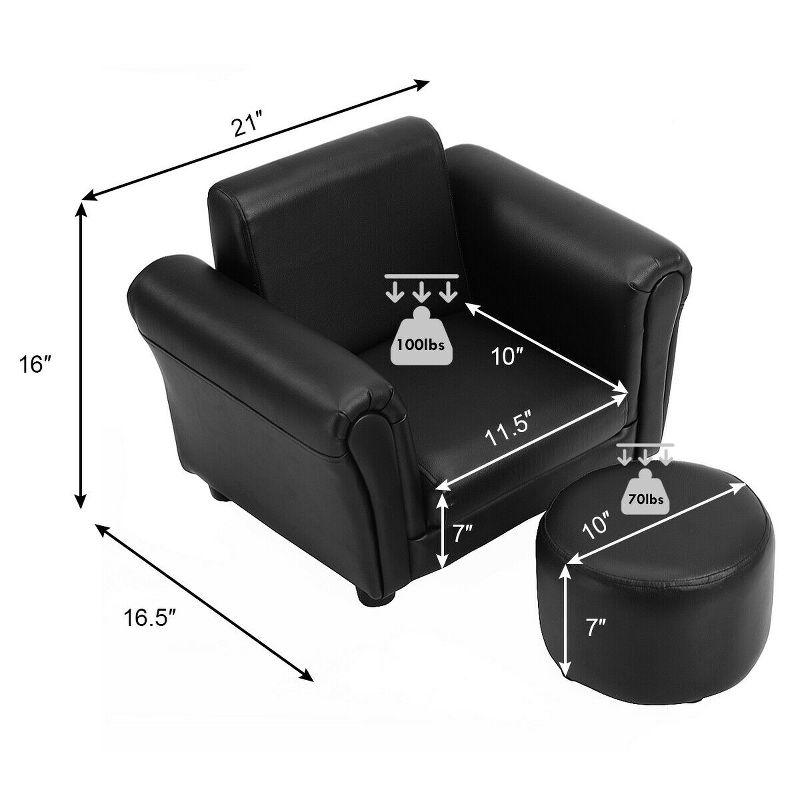 Costway Kids Sofa Armrest Chair Couch Children Toddler Birthday Gift w/ Ottoman Black