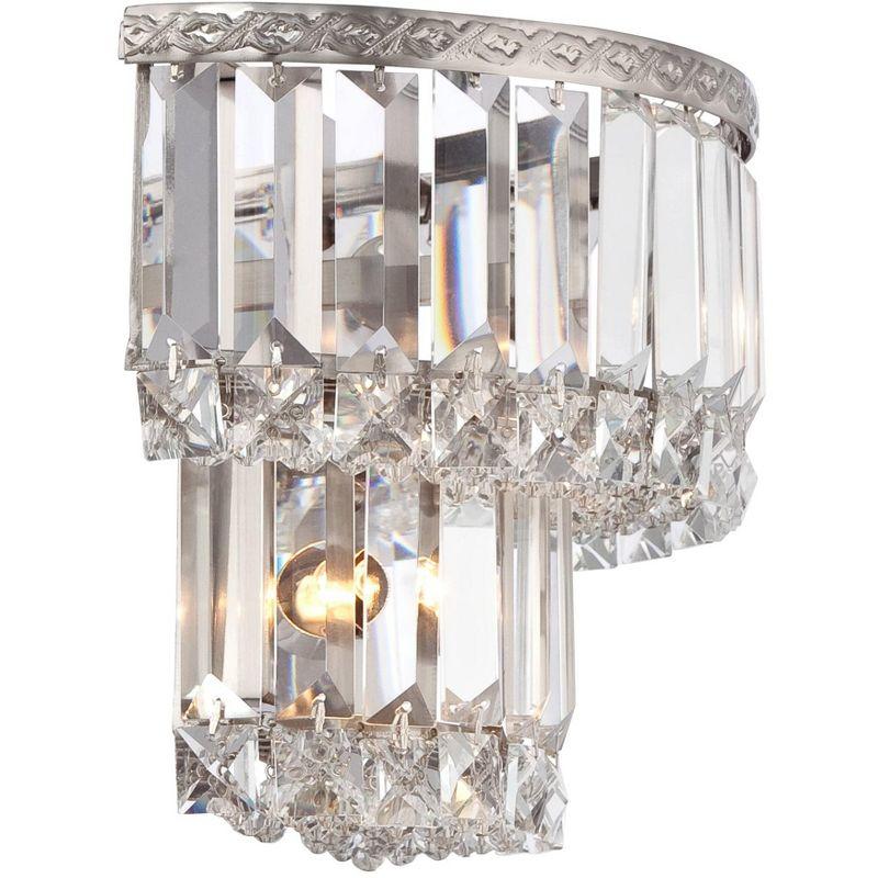 Vienna Satin Nickel and Crystal Wall Sconce Set