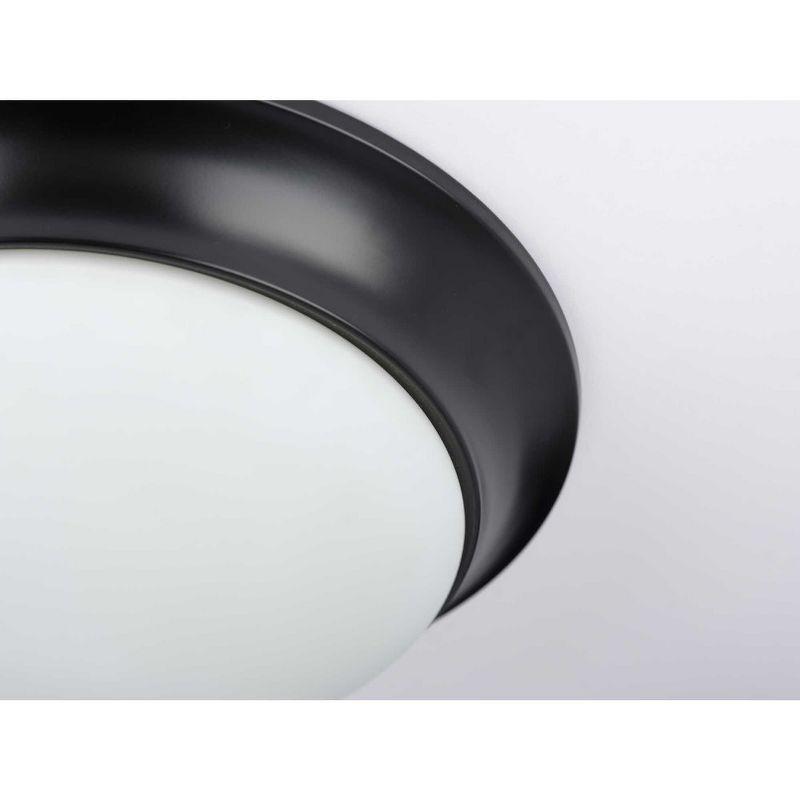 Progress Lighting, Crown Collection, 2-Light Flush Mount, Black, Etched Glass, Material: Steel, Finish Color: Black, Width: 14"