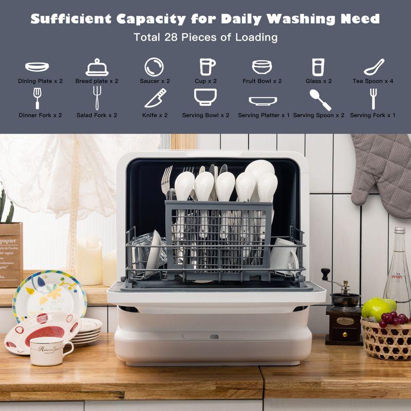 Costway Portable Countertop Dishwasher Compact Dishwashing Machine w/7.5L Openable Water Tank & Inlet Hose