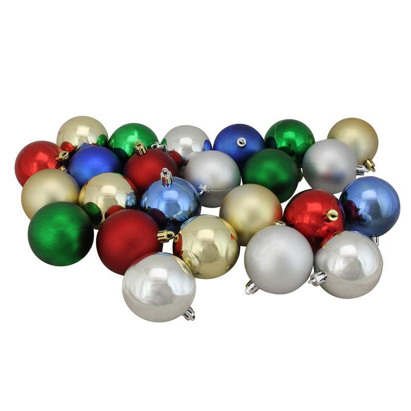 24-Piece Multicolor Shatterproof Plastic Christmas Ball Ornament Set