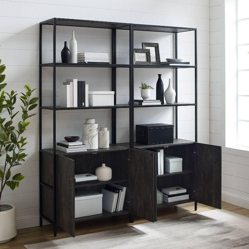 2pc 80.5" Jacobsen Etagere Set Brown Ash - Crosley: Industrial Storage, Steel Frame, Wood Veneer