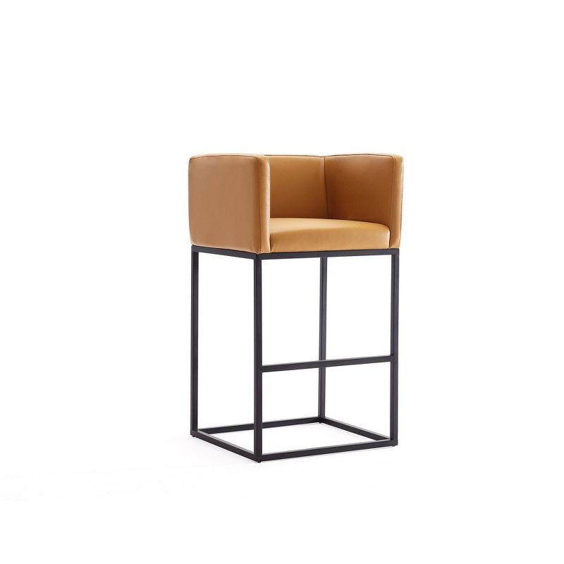 Embassy Metal Counter Height Barstool Clay - Manhattan Comfort: Faux Leather, Low Back, Footrest