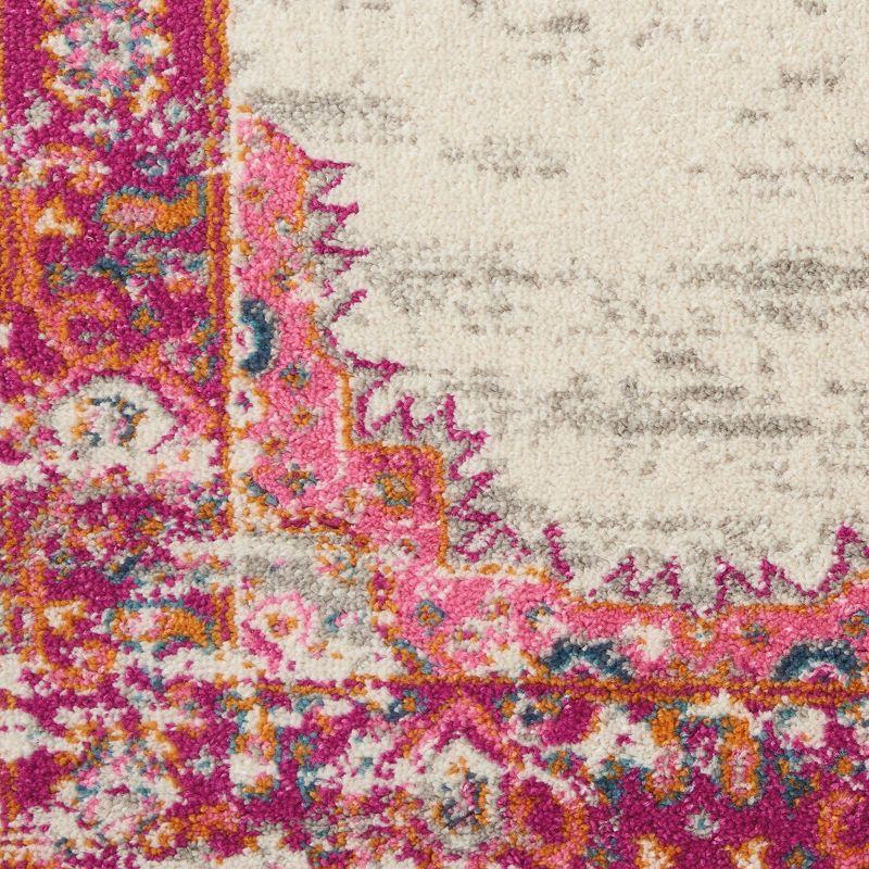 Nourison Passion Medallion Bohemian Indoor Rug Ivory/Fuchsia 9' x 12'