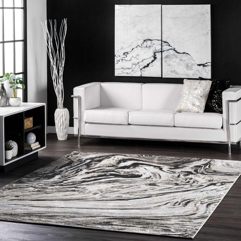 Gray Abstract Braided Reversible Synthetic Area Rug