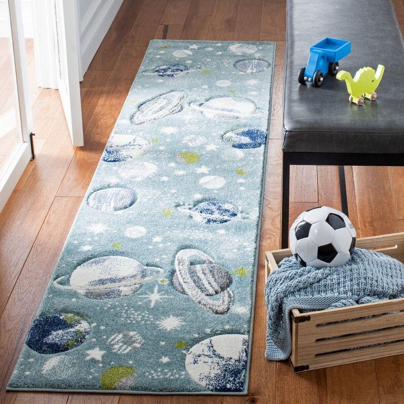 Carousel Kids  CRK103 Loomed Indoor Runner Rug - Teal/Ivory - 2'x8' - Safavieh