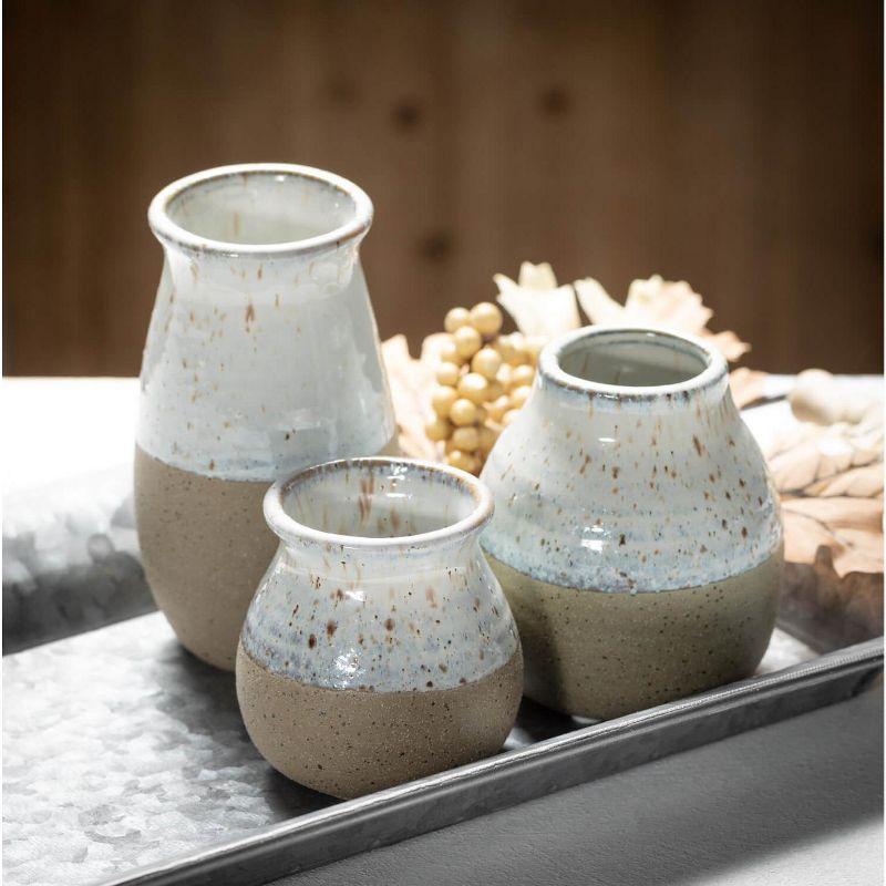 Sullivans Set of 3 Petite Ceramic Vases 3"H, 4.5"H & 5.5"H Blue and Brown