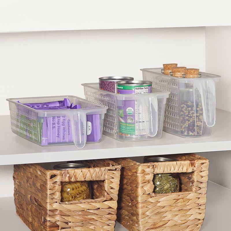 Set of 3 Clear Plastic Rectangular Handy Baskets