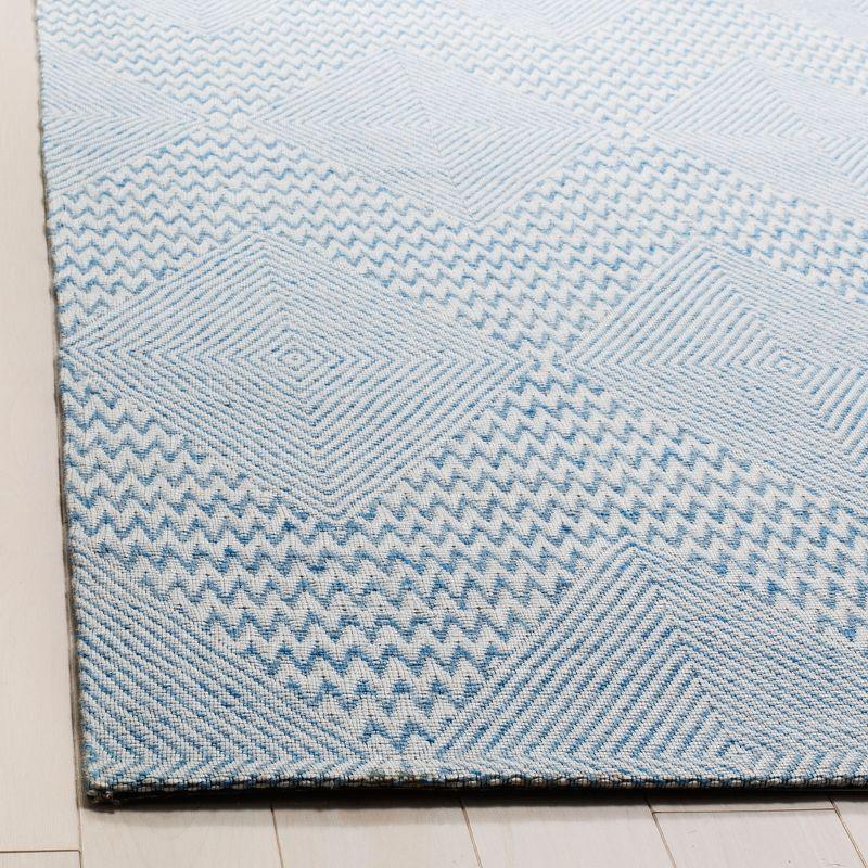 Marbella Light Blue and Ivory Flat Woven Wool Runner Rug